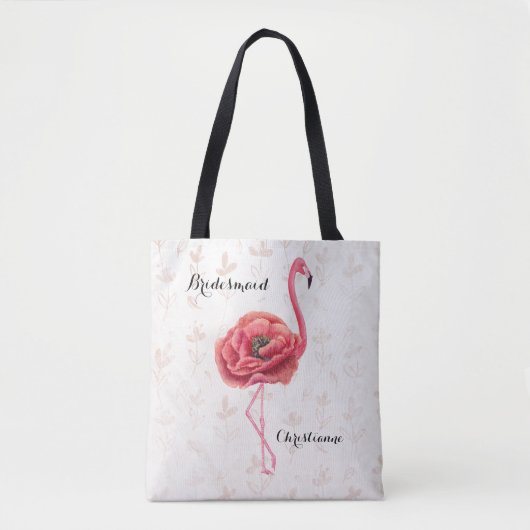 Tote Bag Flamant rose rose Flower Bridesmaid Mariage (Devant)
