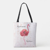 Tote Bag Flamant rose rose Flower Bridesmaid Mariage (Dos)