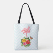 Tote Bag Flamant rose rose & Hibiscus Tropical Fancy (Dos)