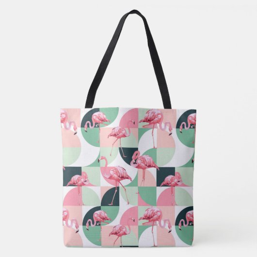 Tote Bag Flamant rose rose moderne Géométrique Girly Chic M (Devant)