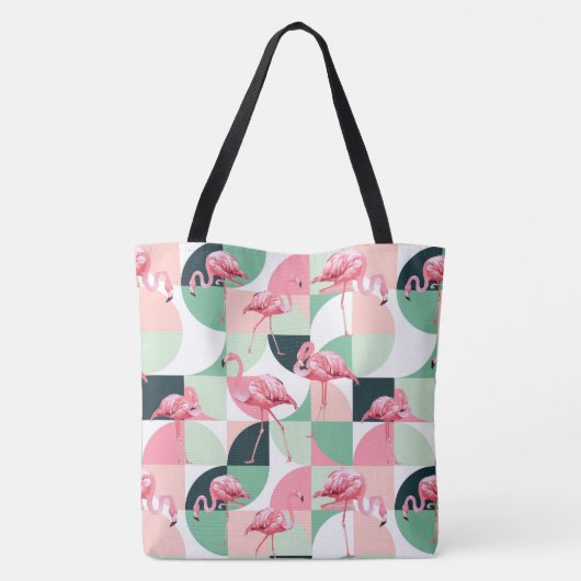 Tote Bag Flamant rose rose moderne Géométrique Girly Chic M (Dos)
