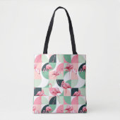 Tote Bag Flamant rose rose moderne Géométrique Girly Chic M (Devant)