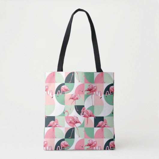 Tote Bag Flamant rose rose moderne Géométrique Girly Chic M (Devant)