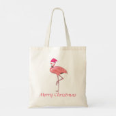 Tote Bag Flamant rose rose Père Noël personnalisé Joyeux vo (Dos)