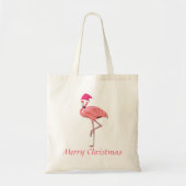 Tote Bag Flamant rose rose Père Noël personnalisé Joyeux vo (Devant)