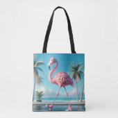 Tote Bag Flamant rose rose portant Baskets et casques (Devant)
