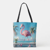 Tote Bag Flamant rose rose portant Baskets et casques (Dos)