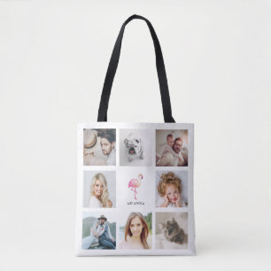 Tote Bag Flamant rose rose tendance Collage de photos