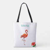 Tote Bag Flamant rose rouge et fleur d'Hibiscus (Dos)