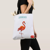 Tote Bag Flamant rose rouge et fleur d'Hibiscus (De près)