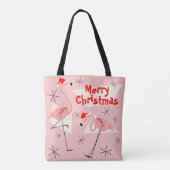Tote Bag Flamant rose Santas Pink Joyeux Noël partout (Dos)