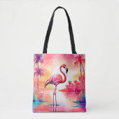 Tote Bag Flamant rose tropical (Devant)