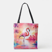 Tote Bag Flamant rose tropical (Dos)