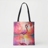 Tote Bag Flamant rose tropicale dynamique (Devant)