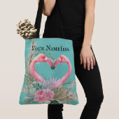 Tote Bag Flamant rose - Tropiques personnalisables (De près)