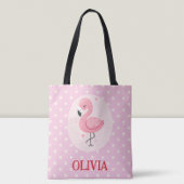 Tote Bag Flamant rose Whimsical Rose mignon avec Pois