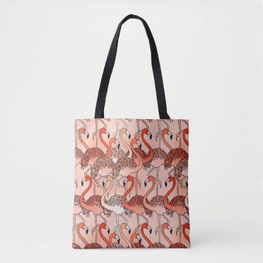 Tote Bag Flamants roses couleur corail (Devant)