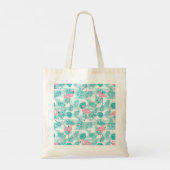 Tote Bag flamants roses, feuilles de palmiers verts, tropic (Dos)