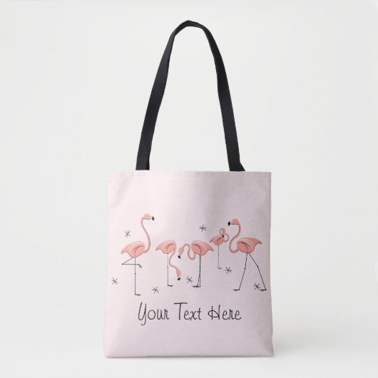 Tote Bag Flamants roses Groupe rose Texte partout sur fourr (Devant)