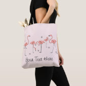 Tote Bag Flamants roses Groupe rose Texte partout sur fourr (De près)