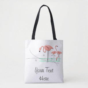 Tote Bag Flamants roses Ocean Trio 3 Texte partout sur four