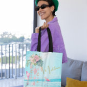 Tote Bag Flamants Roses Perles de l'Océan de la Plage Rose
