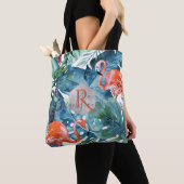 Tote Bag Flamants roses PixDezines + Végétation tropicale (De près)
