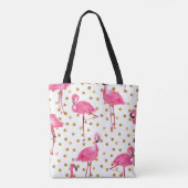 Tote Bag Flamants roses, points dorés, aquarelle. (Dos)