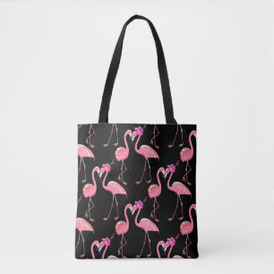Tote Bag Flamants roses roses : Arrière - plan noir Vintage
