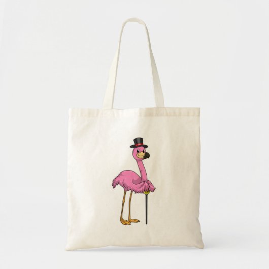 Tote Bag Flamingo as Pensioner with Walking stick (Devant)