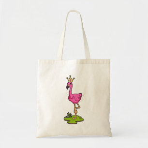 Tote Bag Flamingo as Princess with Crown