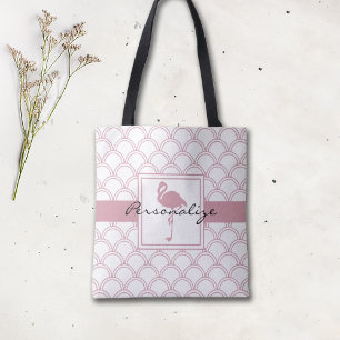 Tote Bag Flamingo rose motif Art déco personnalisé
