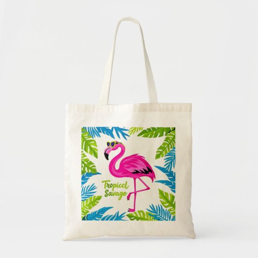 Tote Bag Flamingo rose Position tropicale sur une jambe (Devant)