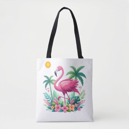 Tote Bag Flamingo rose tropicale/Floride (Devant)