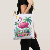Tote Bag Flamingo rose tropicale/Floride (De près)