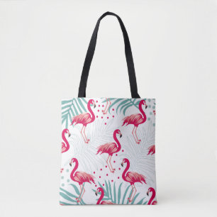 Tote Bag Flamingo tropical et feuille, motif d'été.