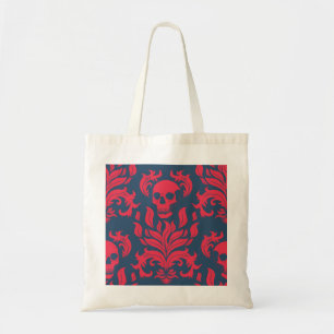 Tote Bag Flamme crânienne Damas en s'accrochant rouge sur b