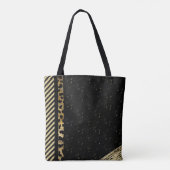 Tote Bag Flamme de glam brillant avec noir et or (Dos)
