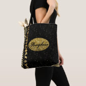 Tote Bag Flamme de glam brillant avec noir et or (De près)