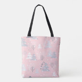Tote Bag Flammes blanches de Noël Arbres gris rose (Dos)