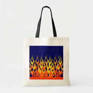 Tote Bag Flammes de course vives sur bleu marine