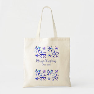 Tote Bag Flammes de neige brillantes métalliques bleues mot