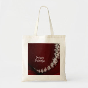 Tote Bag Flammes de neige Cristal de Noël Rouge Rustique