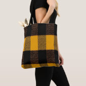 Tote Bag Flannel Buffalo Plaid Texture de la sériole jaune (De près)