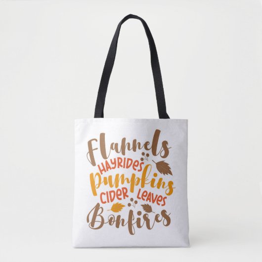 Tote Bag Flannels Hay Rides Citrouille cidre Feuilles Bonfi (Devant)