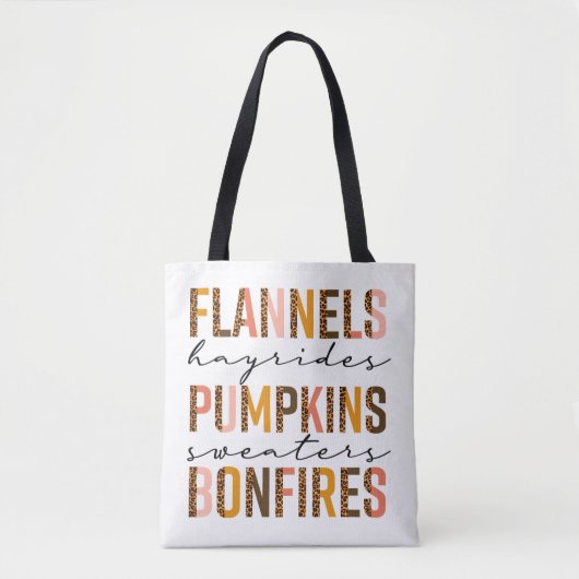 Tote Bag Flannels Hayrides Chandails Citrouille Bonfires Te (Devant)