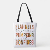 Tote Bag Flannels Hayrides Chandails Citrouille Bonfires Te (Dos)