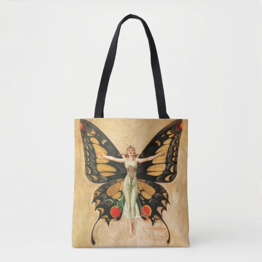 Tote Bag Flapper Butterfly Flying Woman Illustration (Devant)