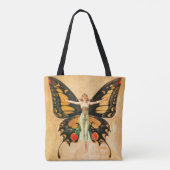 Tote Bag Flapper Butterfly Flying Woman Illustration (Dos)