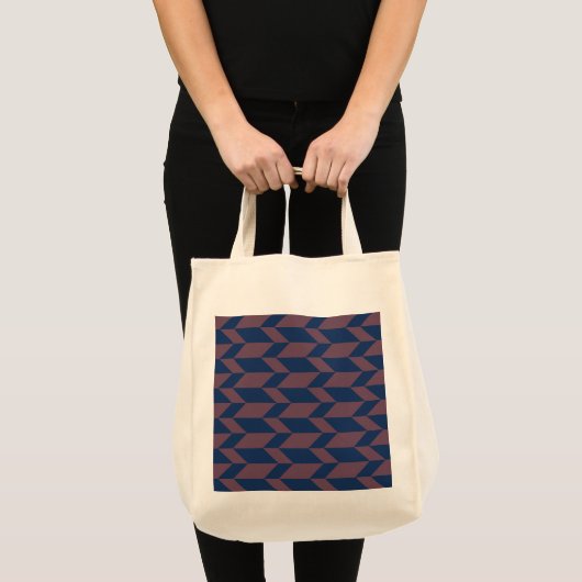 Tote Bag Flèche à deux tons gras Chevron Bleu foncé rose (Devant (produit))